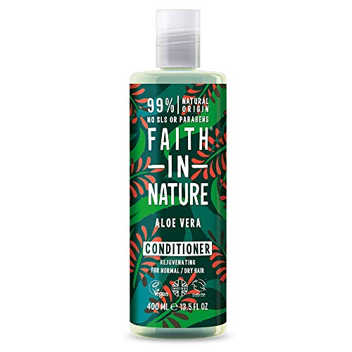 Faith in Nature Acondicionador Natural de Aloe Vera, Rejuvenecedor, Vegano y No Testado en Animales, sin Parabenos ni SLS, para Cabello de Normal a Seco, 400 ml