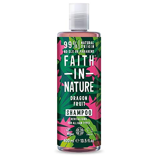 Faith in Nature Champú Natural de Fruta del Dragón, Revitalizante, Vegano y No Testado en Animales, sin Parabenos ni SLS, para Todo Tipo de Cabello, 400 ml