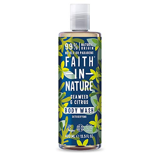 Faith in Nature Gel de Baño Natural de Algas Marinas y Cítricos, Detoxificante, Vegano y No Testado en Animales, sin Parabenos ni SLS, 400 ml