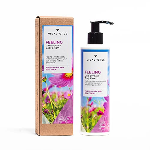 FEELING, Crema hidratante corporal ultra hidratante para pieles secas o descamadas - Crema corporal hidratante con Rosa Mosqueta, Acido Hialurónico y 24 Activos 100% Naturales 76% BIO.