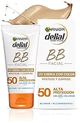 Garnier Crema con Color Protector Solar BB Sun Delial para rostro y Escote con Vitamina E, IP50+ ?- 50 ml