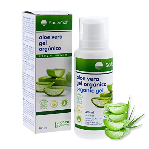 Gel crema Aloe vera puro 100% Bio Ecológico hidratante natural para piel irritada por el depilado y afeitado / Quemaduras solares y picadura de insectos. Uso Facial (cara) y Corporal (500ml) (200 ML)