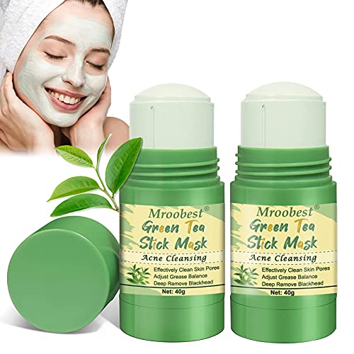 Green Stick Mask, Mascarilla de Limpieza Profunda, Mascarilla Purificadora de Té Verde para Control de Aceite Anti acné, Elimina eficazmente el acné, Purifica la piel, Mejora la sequedad de la piel