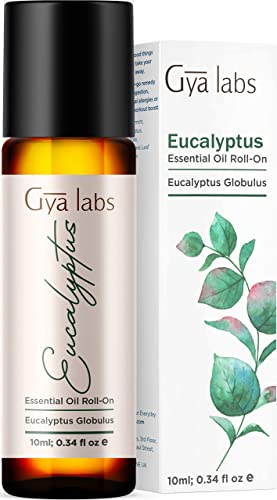 Gya Labs Eucalyptus Essential Oil Roll On - Alivia la congestión, alivia el estrés y mejora el sueño con Eucalyptus Roller Ball - 100 Eucalyptus Roll On puro, natural y prediluido - 10 ml