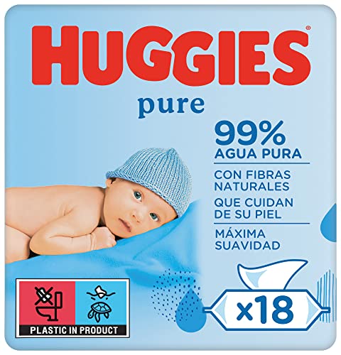 Huggies Pure Toallitas para Bebé - 18 paquetes x 56 unidades, Total: 1008 Toallitas