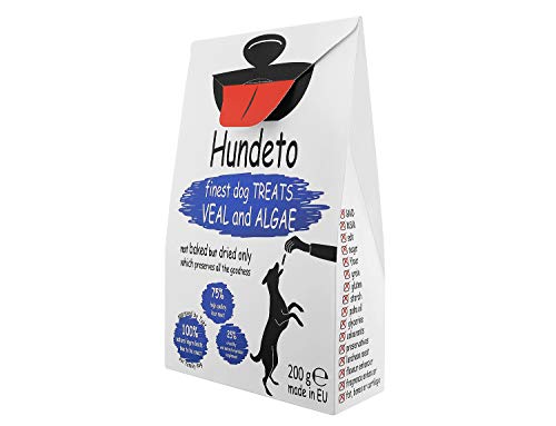 Hundeto Snacks Saludables y Naturales para Perros - Ternera y Algas - Sin Medias Tintas - 200g