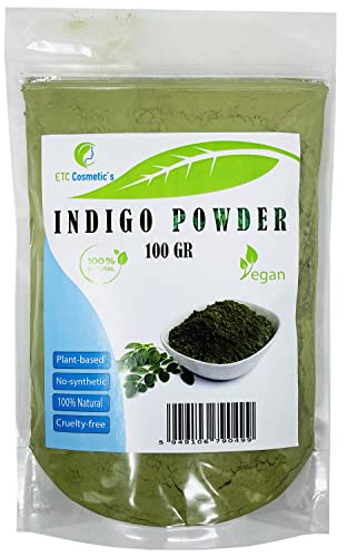 Indigo Powder - 100 gr - Tinte capilar a base de hierbas obtenido de las hojas de la planta índigo. Da color negro, negro o negro azulado.