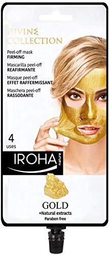 Iroha Nature -Mascarilla Facial Reafirmante Peel Off con Oro 24k, 1 packs 4 usos | Mascarilla Peel-Off ORO 24K Reafirmante