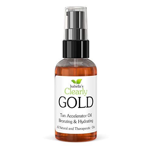 Isabella's Clearly GOLD, Aceite bronceador 100% natural | Acelerador de bronceado hidratante y humectante | Brillo bronceado saludable con aceite de olvida, semilla de zanahoria y coco