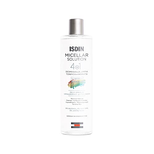 ISDIN Micellar Solution 4 en 1 Agua Micelar, Limpia, Desmaquilla, Hidrata y Tonifica, 400ml