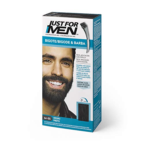 Just For Men, Tinte Colorante en gel para barba y bigote para hombre. Elimina las canas y cuida la barba en 5 minutos. Castaño Negro, 15 ml (Formula Mejorada)
