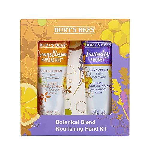 Kit para manos hidratante de 2 artículos con mezcla botánica Burt's Bees con 1 crema de manos con lavanda y miel (28,3g) y 1 crema de manos con flor de azahar y pistacho (28,3g)