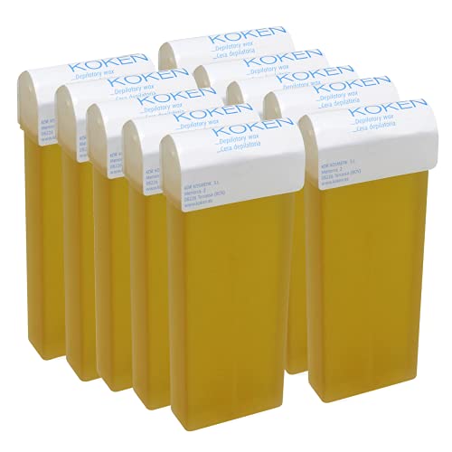 KOKEN - Cera Depilatoria Roll-on 100ml Universal - Pack 10 Cartuchos Natural (Resinas 100% Españolas)