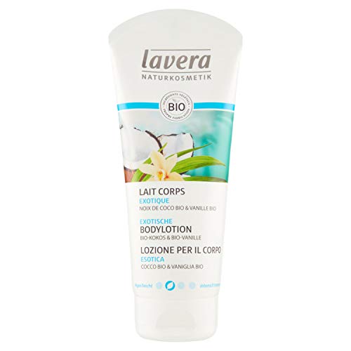 lavera Loción Corporal Exotic con Coco y Vainilla bio - vegano - cosméticos naturales 100% certificados - cuidado de la piel - 4 Recipientes de 200 ml