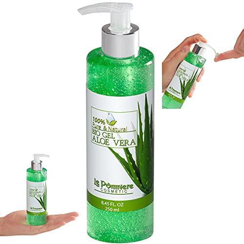 Le Pommiere Bio Gel Aloe vera puro 250ml hidratante natural. Refresca la piel irritada por el depilado y afeitado. Ideal para quemadura solar y picadura de insectos. Regenerador facial & corporal