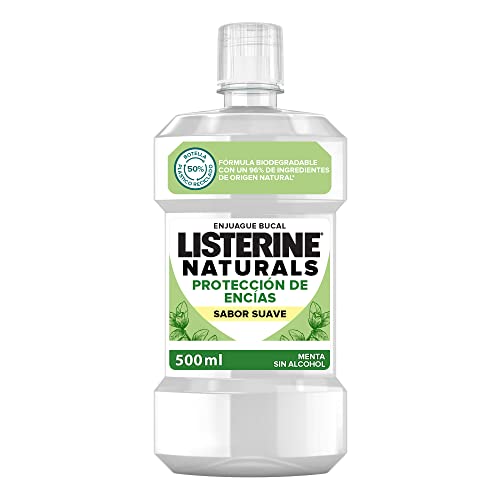 Listerine NATURALS - Enjuague Bucal, Proteccion de las Encías, Sabor Suave , 500 ml