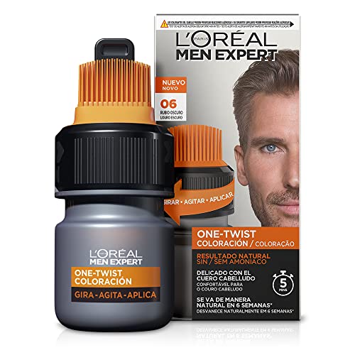 L'OREAL Men Expert One Twist Tinte Semipermanente Para Hombres - Disimula Tus Canas En 5 Minutos - Resultado Natural Hasta 6 Semanas - Tono 6 Oscuro, Rubio