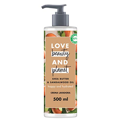 Love Beauty and Planet Crema Limpiadora para Hidratar el Cabello Seco, Manteca de Karité y Sándalo Vegano - 500 ml