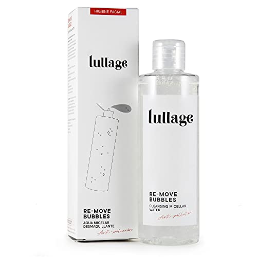 LULLAGE Agua Micelar Desmaquillante y Limpiadora Facial Piel Mixta - Grasa, 200 ml | Tratamiento VEGANO y Natural | Solución Micelar Purificante, Combate la Polución en la Piel, Re-move Bubbles