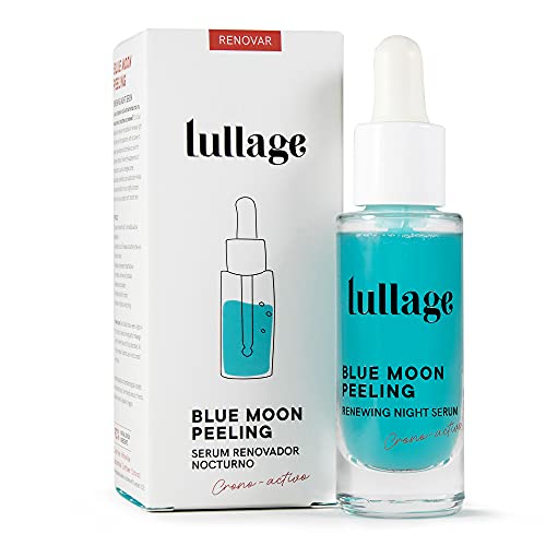 LULLAGE Serum Renovador Celular Nocturno y Peeling Enzimático Piel Mixta - Grasa, 20 ml | VEGANO y Natural | Exfolia, Rejuvenece, Suaviza e Ilumina la Piel con Niacinamida, Blue Moon Peeling