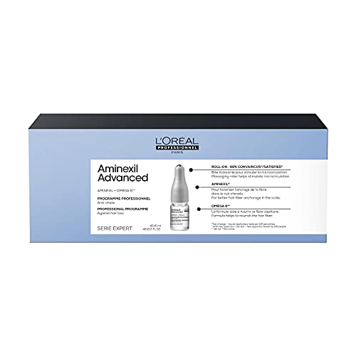 L’Oréal Professionnel | Tratamiento Anti-Afinamiento para un cabello de aspecto más denso y con más cuerpo, Aminexil Advanced, SERIE EXPERT, 42x6 ML