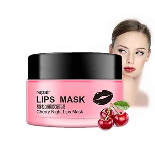 Máscara de labios Extracto de cereza natural Tratamiento de labios para dormir Hidratante Exfoliante Nutritivo Antienvejecimiento para labios regordetes y suaves