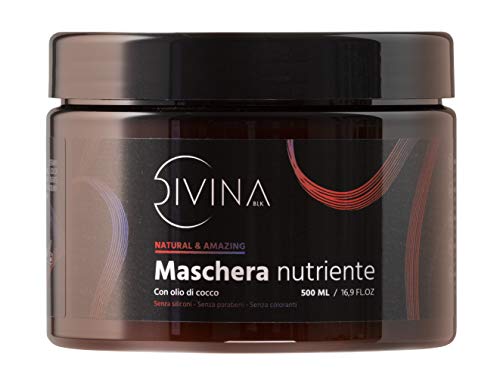 Máscara nutritiva sin siliconas con aceite de coco per el cabello afro rizado Natural&Amazing de DIVINA BLK (500ml)