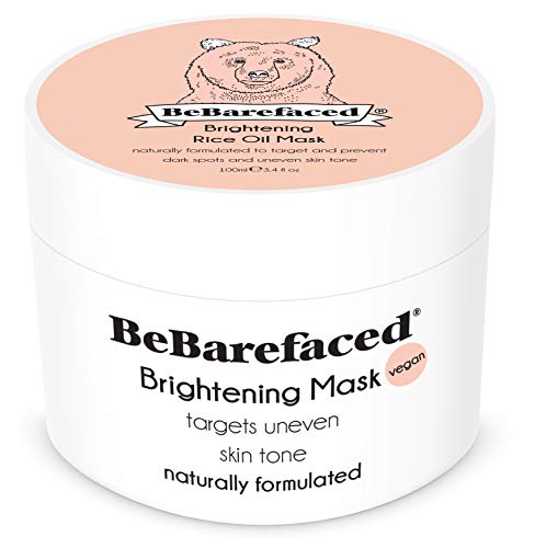 Mascarilla facial iluminadora con aceite de salvado de arroz de BeBarefaced  Tratamiento facial antienvejecimiento para la hiperpigmentación, tonos desiguales en la piel, puntos oscuros daños solares