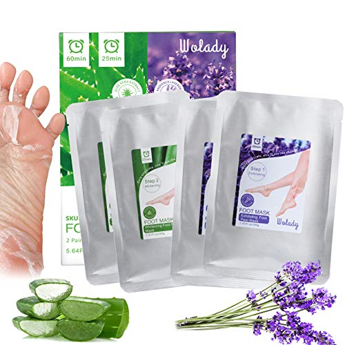 Mascarilla Pies Exfoliante Máscara Wolady 2pcs Exfoliantes Calcetines Exfoliante Pies Máscara Pies Foot Mask, Quita Cutículas y Callos, Eliminar Piel Muerta Foot Peeling Mask Hidratante y Blanqueadora