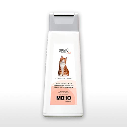 MD-10 COLLECTION Champú Gatos Limpieza Total 300ml - Desengrasante - Elimina Grasas Sebáceas - con Hierbas Naturales