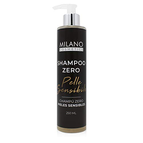 Milano Champú Zero Pieles Sensibles 250 ml champu sin sulfatos ni parabenos ni siliconas ni minerales ni sales shampoo para pelo cabello natural sensitive profesional champu cero