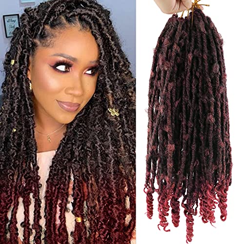 MISHAIR Extensiones de trenzas Vino tinto Crochet Tejido Extensiones de cabello Trenzas marrones Mariposa Locs Crochet Hair Long Afro Peluca Pelo sintético ondulado para trenzas Mujeres Boda 18