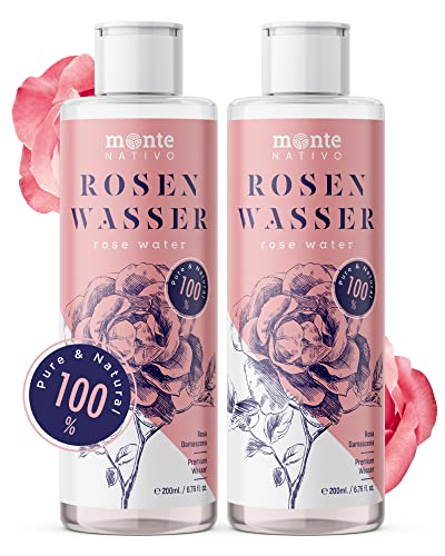 MonteNativo Agua de Rosas Natural 200 ml  Hidrolato de Rosas 100% Puro Doble Destilado por Vapor Ideal Como Tónico Facial, Relajante, Calmante, Antiedad - Agua Floral Para Iluminar Piel y Cabello