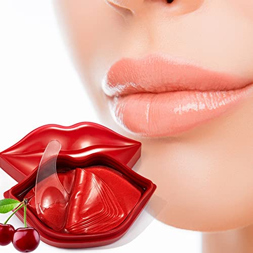Mrinb 20 Sheets/Set Cherry Lip Mask Natural Hydrojelly Mascarilla Labios con Colágeno Suficiente para Reducir las Líneas de los Labios y Totalmente Hidratado