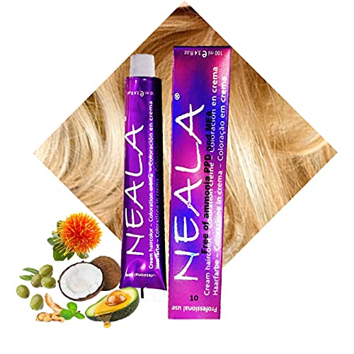 N-10 - Coloración Profesional SIN AMONIACO y libre de PPD y MEA Enriquecido con Omega9, extractos naturales y vitaminas. Gran brillo y cobertura. - 10- RUBIO PLATINO - NEALA 100ml.