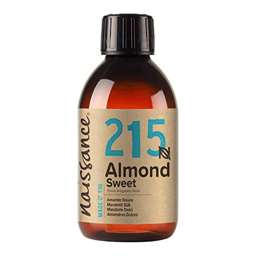 Naissance Aceite De Almendras Dulces Prensado en Frio Puro (no. 215) - 250ml - Hidratante y Emoliente Natural Cuidado Cara, Pelo, Uñas, Cuerpo, Piel  Ideal Para Masaje Corporal, Jabones, Estrías