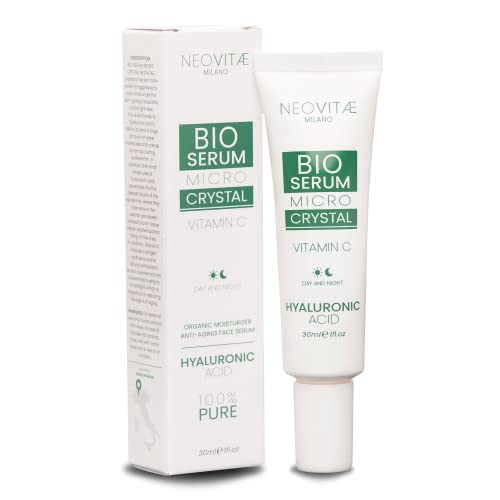 Neovitae - Suero Facial Bio 100% Puro Ácido Hialurónico con Vitamina C - Orgánico, Alta Concentración - Suero antiarrugas de efecto inmediato para Rostro, Cuello y Contorno de Ojos - 30ml