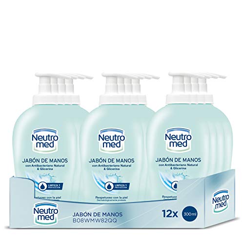 NEUTROMED - Jabón de Manos - 12uds de 300ml (3.600ml)  Con antibacteriano natural y glicerina  Respetuoso con la piel