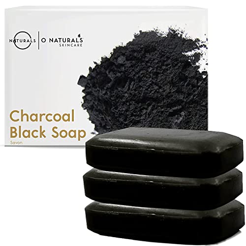 O Naturals Jabones Naturales Negro con Carbon Activo - Jabon Facial Carbon Vegetal Jabon Acne Exfoliante Vegano Jabon Cara Ecolgico Artesanal Para Acne Puntos Negros Aceite Esencial Terapeutico