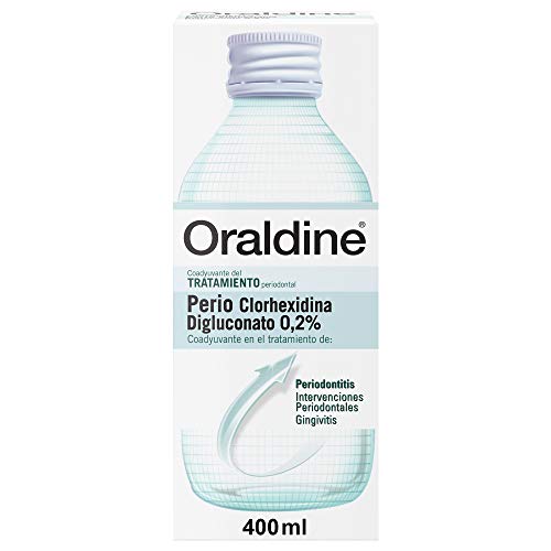 Oraldine Perio Clorhexidina 0.2%, Colutorio Antiséptico Bucal Sin Alcohol, Coayudante del Tratamiento Periodontal - 400 ml