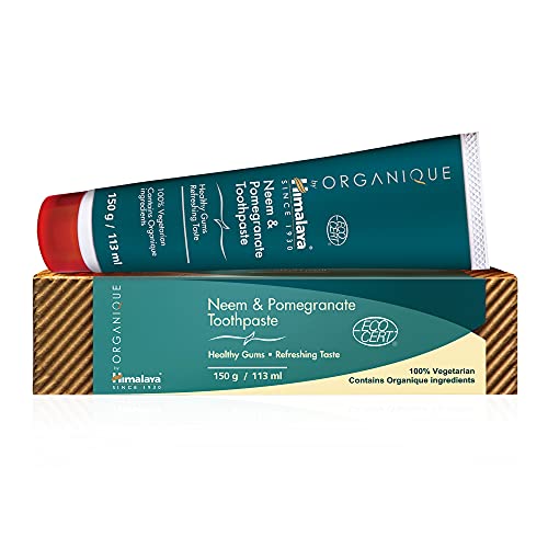 Organique by Himalaya Neem and Pomegranate, Pasta de Dientes de Neem y Granada, Natural, Sin Fluoruro, Sacarina y SLS, 150g