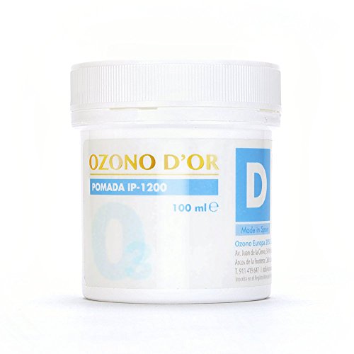 OZONO DOR. Pomada Desinfectante Natural de Ozono IP-1200 (100ml). Para heridas abiertas, úlceras, dermatitis, psoriasis, quemaduras, herpes, verrugas y hongos (fungicida). Eficaz en hemorroides