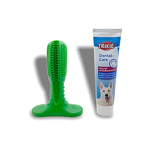 Pack cepillo de dientes y dentrifico para perros, 100% natural, juguetes para perros, eliminador sarro dental, dental stick , pasta de dientes, elimina el mal aliento, limpieza dental y bucal