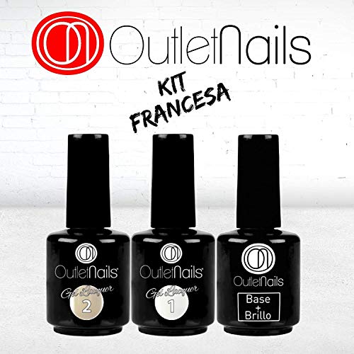 Pack Esmalte Permanente Manicura Francesa UV/LED - 15ml / Francesa/Color natural/Base y Brillo