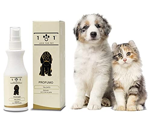 Perfume Natural para Perros y Gatos – Colonia Spray, Fragancia de Talco – Desodorante y Corrector de olor de mascotas – No irrita la piel y las mucosas – Linea 101, 100 ml