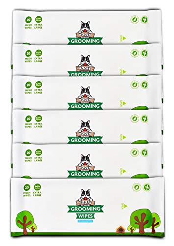 Pogi's Grooming Wipes Paquete de Viaje - 120 toallitas desodorantes para Perros - No perfumadas, Naturales, Extra Grandes, Biodegradable