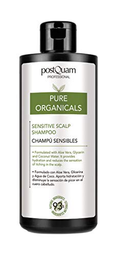 PostQuam Organicals - Champu Cuero Cabelludo Sensible | Champu Suave - Aloe Vera, Glicerina, Agua de Coco - 93% Ingredientes Naturales, 400 ml
