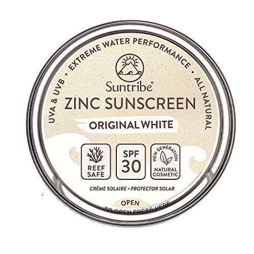 Protector Solar Natural de Zinc Cara & Deporte Suntribe - FPS 30 - Biodegradable/Reef Safe - xido de Zinc (Filtro UV mineral) - 3 Ingredientes - BLANCO ORIGINAL (45 g)