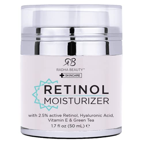 Radha Beauty Crema hidratante milagrosa de retinol para la cara con retinol, ácido hialurónico, vitamina E y té verde (la mejor crema hidratante de día y de noche) 50mL