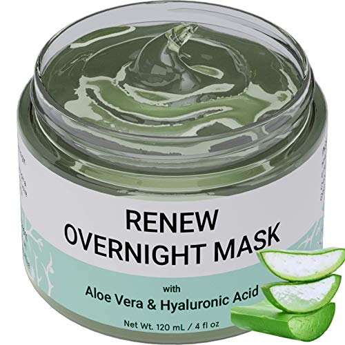 Renew Overnight Facial Mask - con aloe vera y ácido hialurónico - Mascarilla facial hidratante para la reparación nocturna de la piel - Formulado en San Francisco